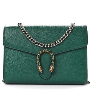 GUCCI Calfskin Dionysus Chain Wallet Emerald